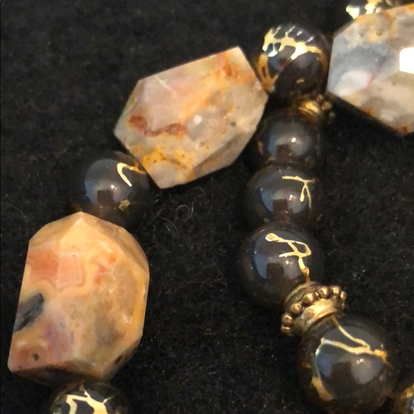 BRACELET POLISHED GRANITE STONE &JAPANESE BEADS - Picture 5 of 8